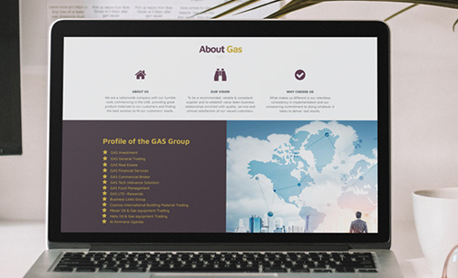 تصميم موقع الكتروني لشركة جي أيه أس للأستثمار في الإمارات - دبي