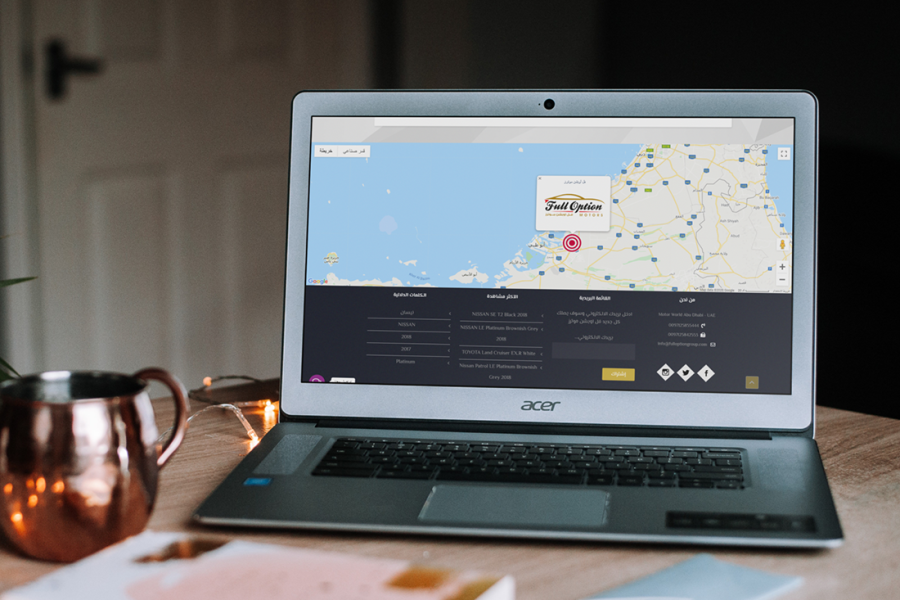 تصميم موقع الكتروني لشركة مجموعة فل أوبشن موتورز للسيارات 1