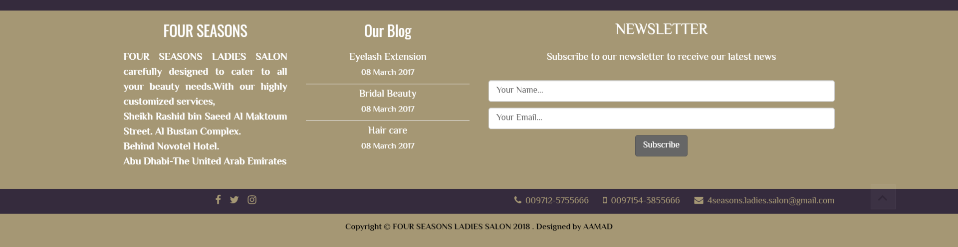 تصميم موقع الكتروني لصالون تجميل فورسيزون في الإمارات - أبوظبي
